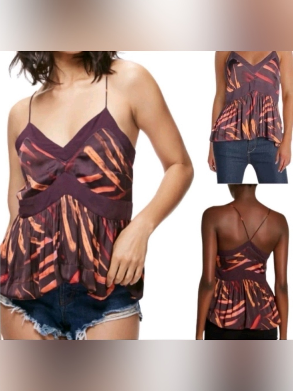 Free People Endless Fun Multicolor Racerback Cami Tank Top - Size 4